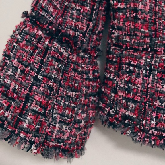 ANN TAYLOR Fringe Tweed Ruffle Cuff Jacket Blazer - Picture 7 of 15